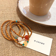 Ethereal Charm Chinese Walnut Shell Bamboo Segment Slim Bracelet