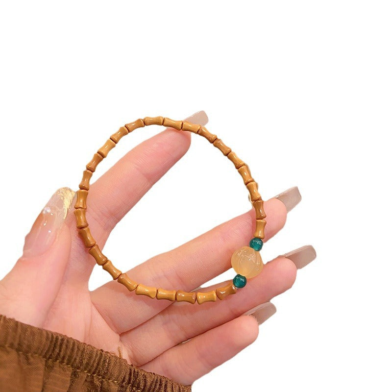 Ethereal Charm Chinese Walnut Shell Bamboo Segment Slim Bracelet